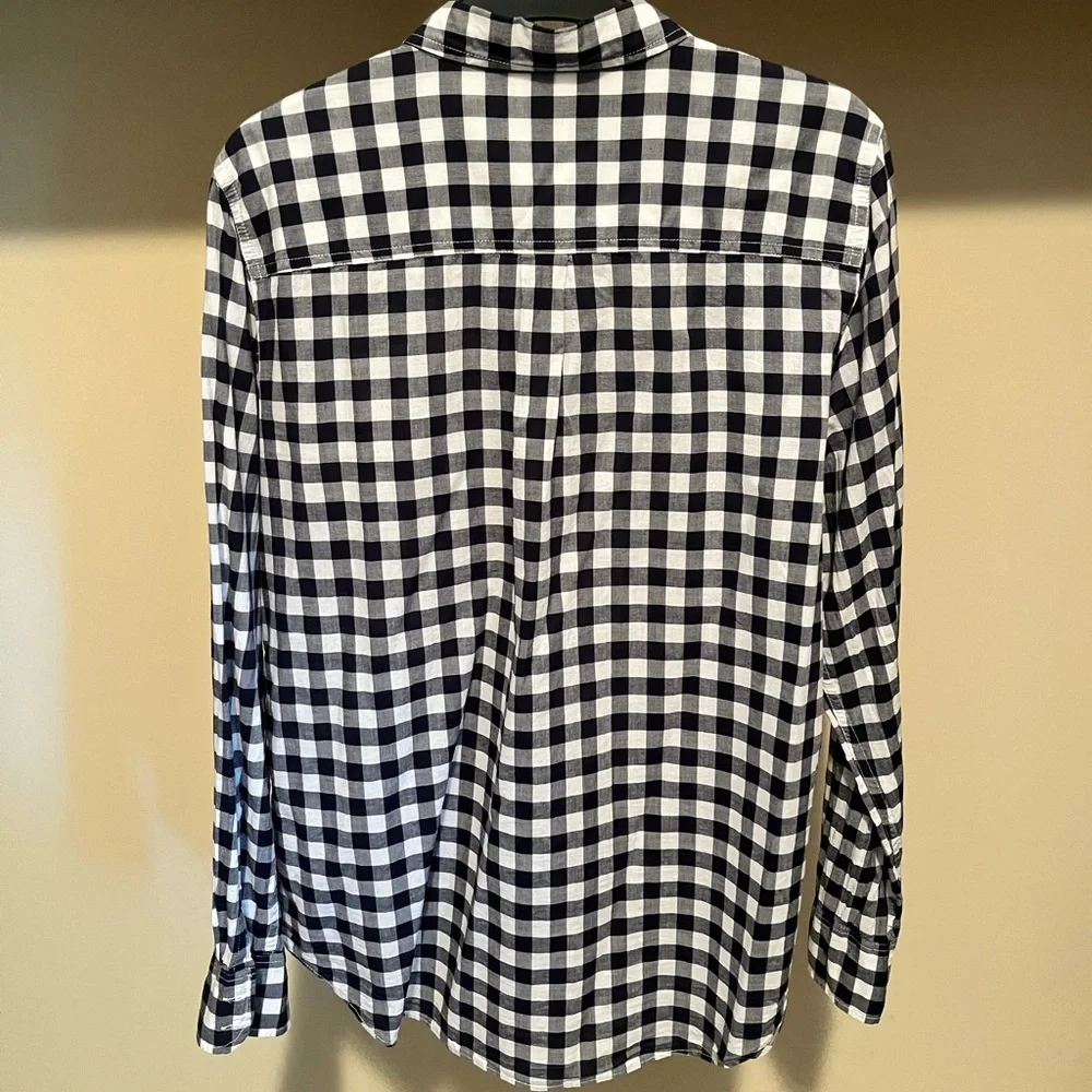J. Crew Navy and White Checkered Button Down Shirt - Picture 2 of 4